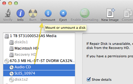 osx cannot unmount disk
