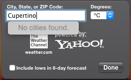 OSX Yosemite Dashboard Weather Widget no city results