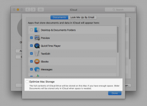 macOS Sierra Disable iCloud Optimize Mac Storage Cloud Sync