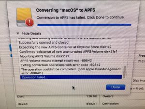 macOS High Sierra Beta - APSF issue with external bootable SSD - 01 APSF Conversion failed