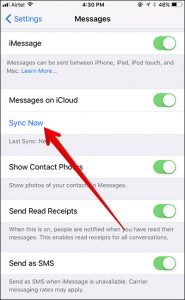 Messages iCloud Sync iOS11 gone