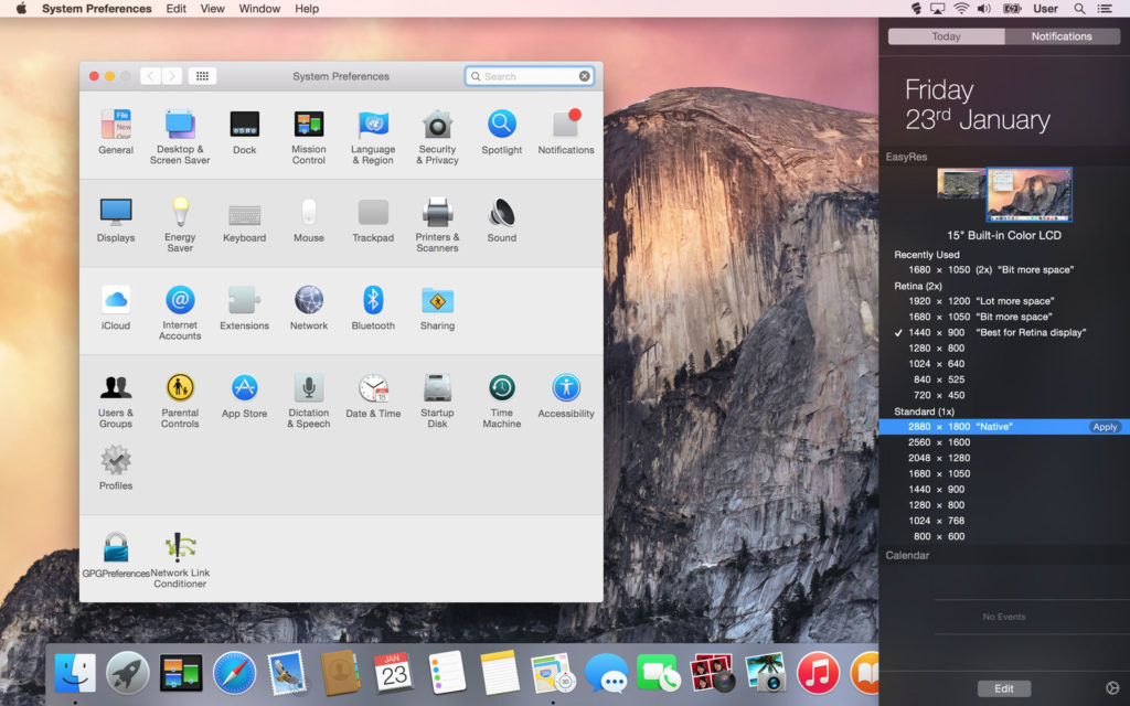 EasyRes Mac Screen Resolution Switcher - Preview Custom Settings