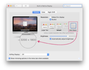 macOS High Sierra Default Display Settings iMac 5k