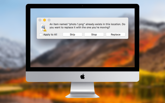 macOS High Sierra Finder Merge Files and Folders