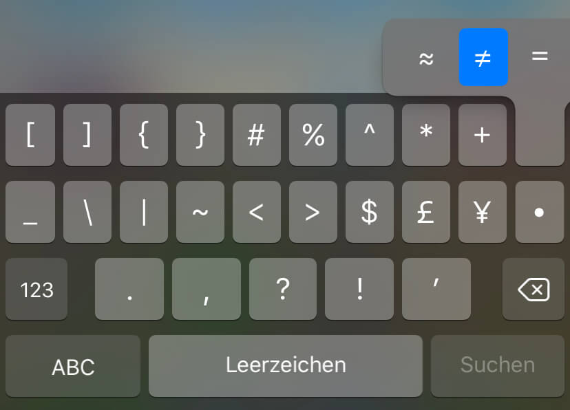iOS Not Equals Sign Available through Keyboard