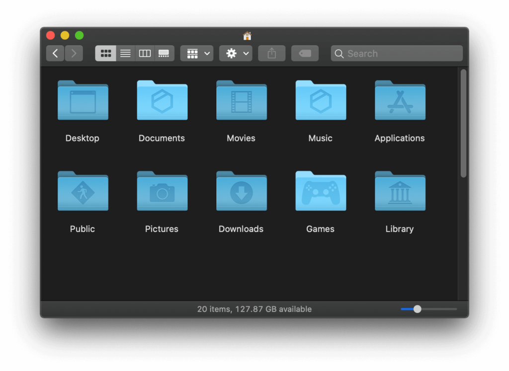 Actual screenshot showing applied Games folder icon in macOS User Home