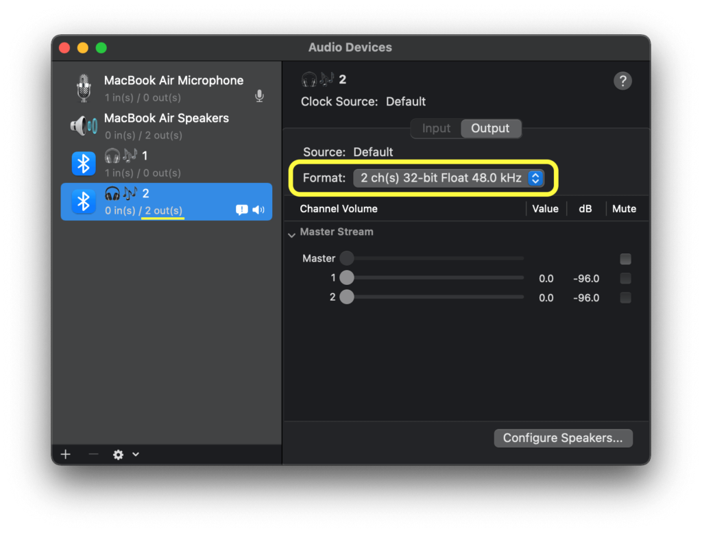 AirPod Output back to regular 48 khz