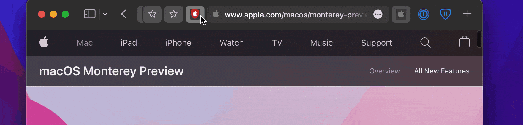 Animation showing how to quick close a Tab in Safari 15