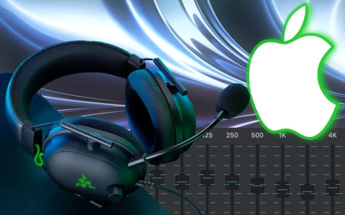 The Razer Blackshark v2 Pro Headset with symbolic Equalizer settings on macOS