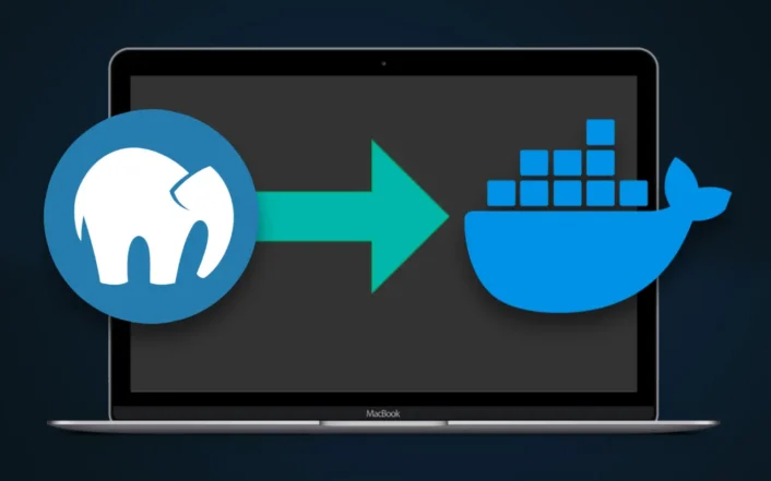 Symbolic visualisation of the migration path from MAMP to Docker on macOS