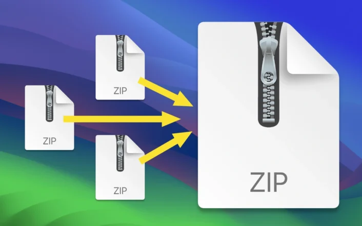 Article teaser demonstrating combining multiple ZIP files into one on macOS