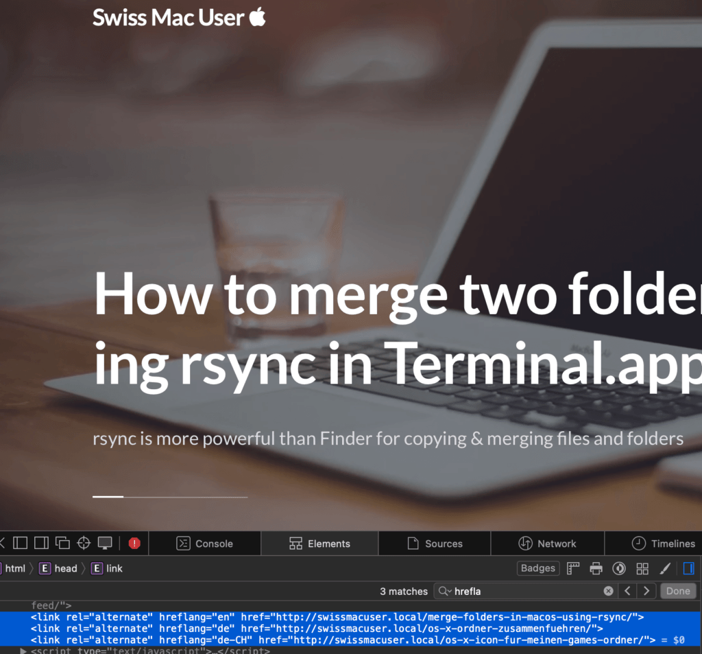 Screenshot of Language Overwrite showing Alternate Hreflang metatags to translated Posts