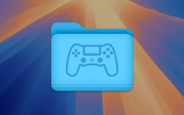 Apple macOS 15 Sequoia Wallpaper with a large custom Games folder icon